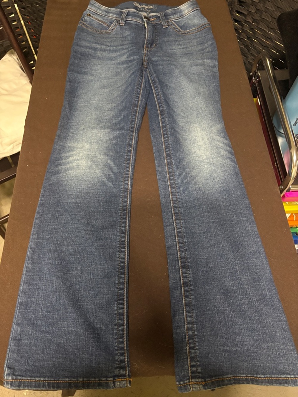 Wrangler Women's Medium Blue Jeans Size 27 with a 30 inseam.